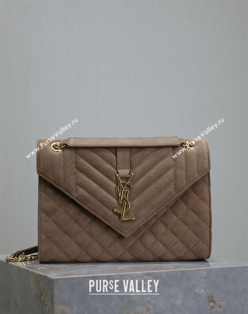 Saint Laurent Envelope Medium Bag in Suede 487206 Beige 2024 (MHUI-240920042)