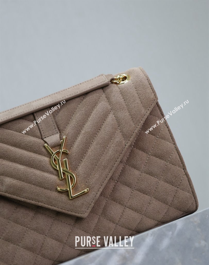 Saint Laurent Envelope Medium Bag in Suede 487206 Beige 2024 (MHUI-240920042)