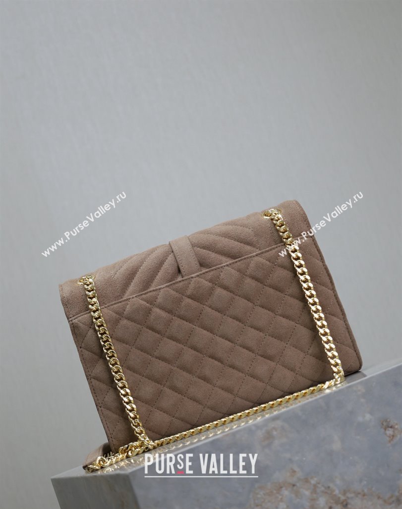 Saint Laurent Envelope Medium Bag in Suede 487206 Beige 2024 (MHUI-240920042)