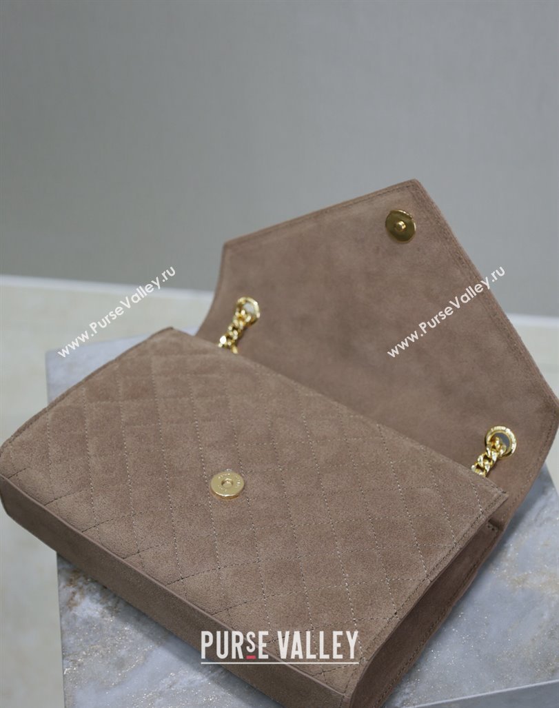 Saint Laurent Envelope Medium Bag in Suede 487206 Beige 2024 (MHUI-240920042)