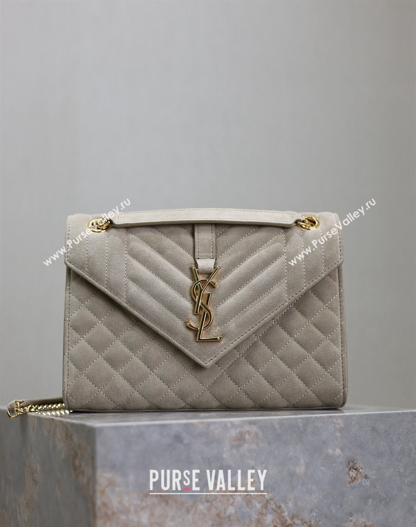 Saint Laurent Envelope Medium Bag in Suede 487206 Light Grey 2024 (MHUI-240920043)