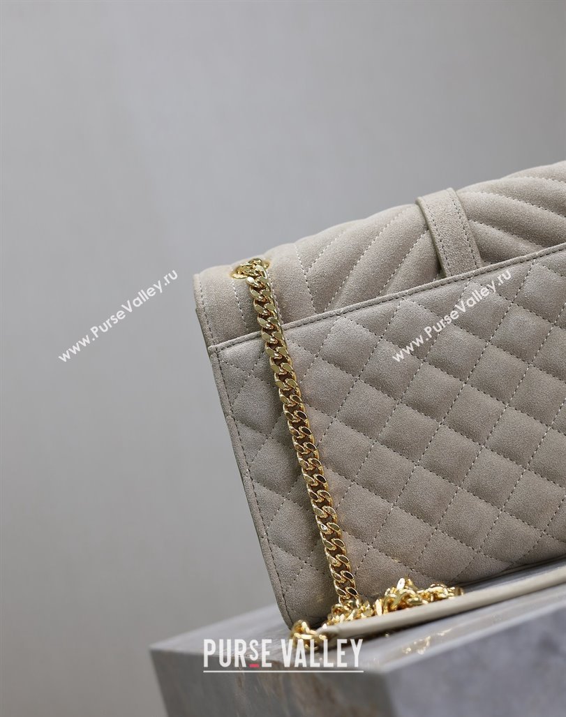 Saint Laurent Envelope Medium Bag in Suede 487206 Light Grey 2024 (MHUI-240920043)