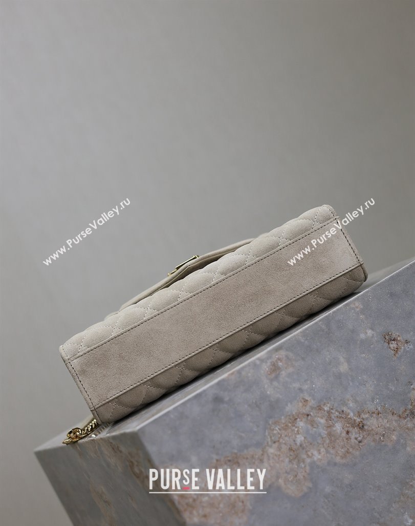 Saint Laurent Envelope Medium Bag in Suede 487206 Light Grey 2024 (MHUI-240920043)