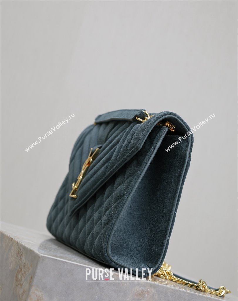 Saint Laurent Envelope Medium Bag in Suede 487206 Blue 2024 (MHUI-240920044)