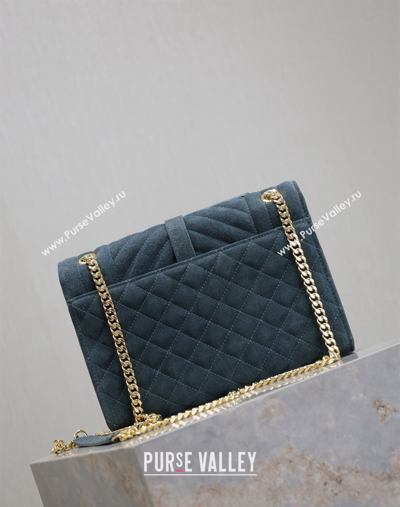 Saint Laurent Envelope Medium Bag in Suede 487206 Blue 2024 (MHUI-240920044)