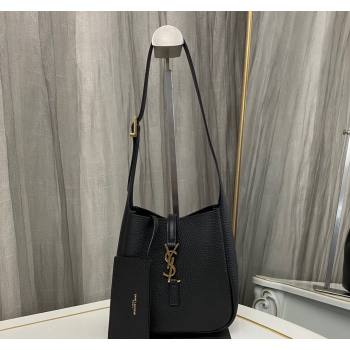 Saint Laurent LE 5 À 7 Supple baby Mini Hobo Bag in Grained Leather 809461 Black 2024 (nana-240920032)