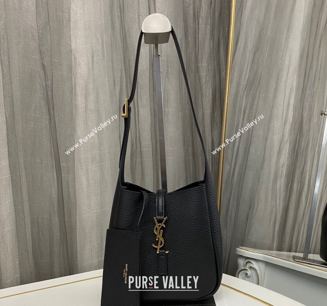 Saint Laurent LE 5 À 7 Supple baby Mini Hobo Bag in Grained Leather 809461 Black 2024 (nana-240920032)