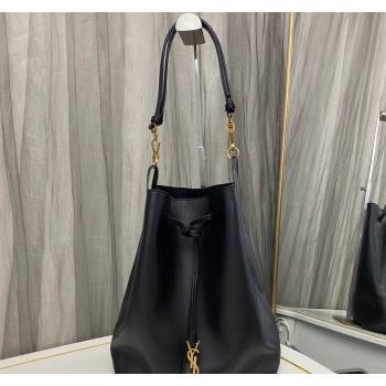 Saint Laurent Paris Vii Pochon Bucket Bag in Black Lambskin 2024 804302 (nana-240920033)