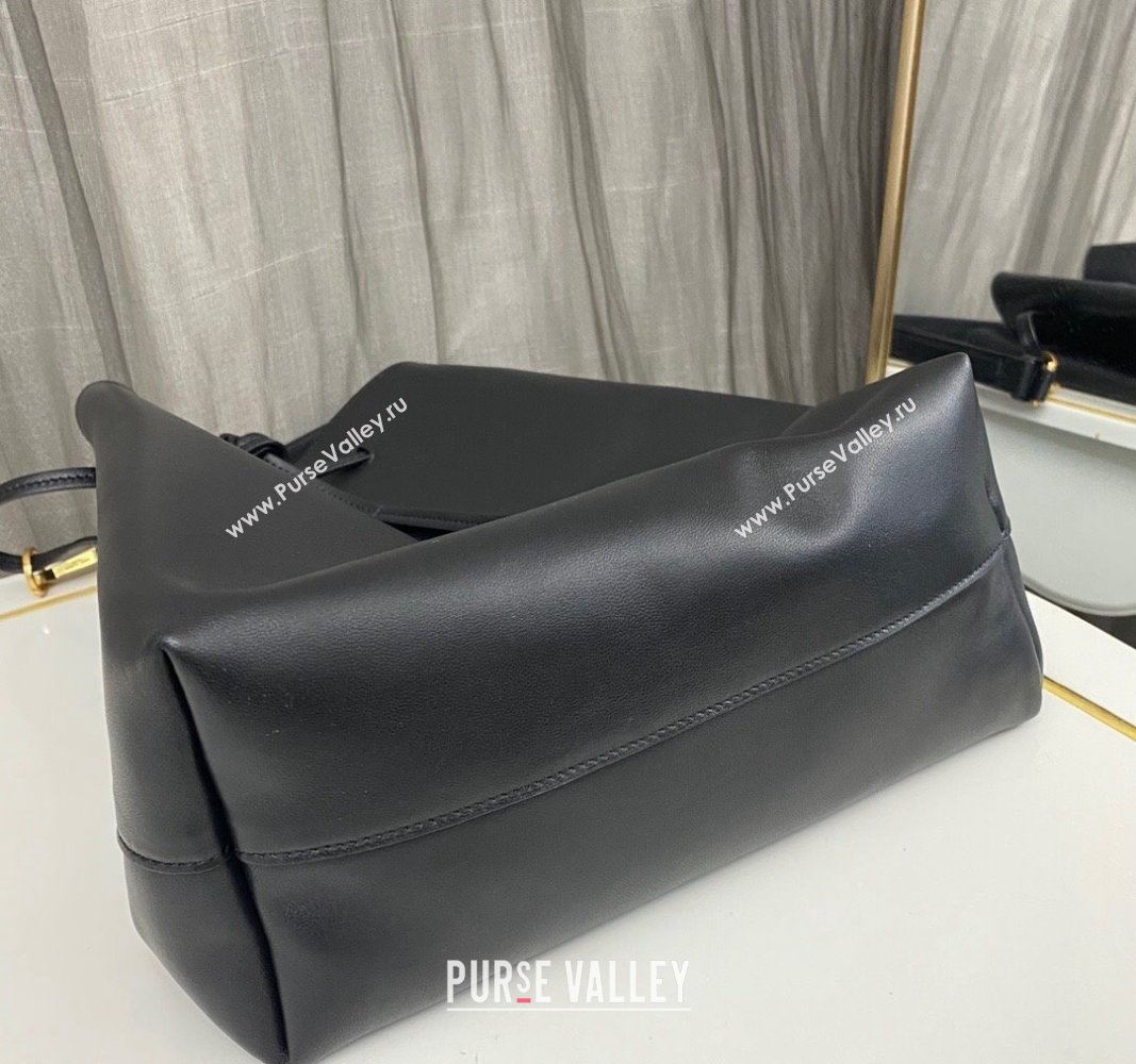 Saint Laurent Paris Vii Pochon Bucket Bag in Black Lambskin 2024 804302 (nana-240920033)