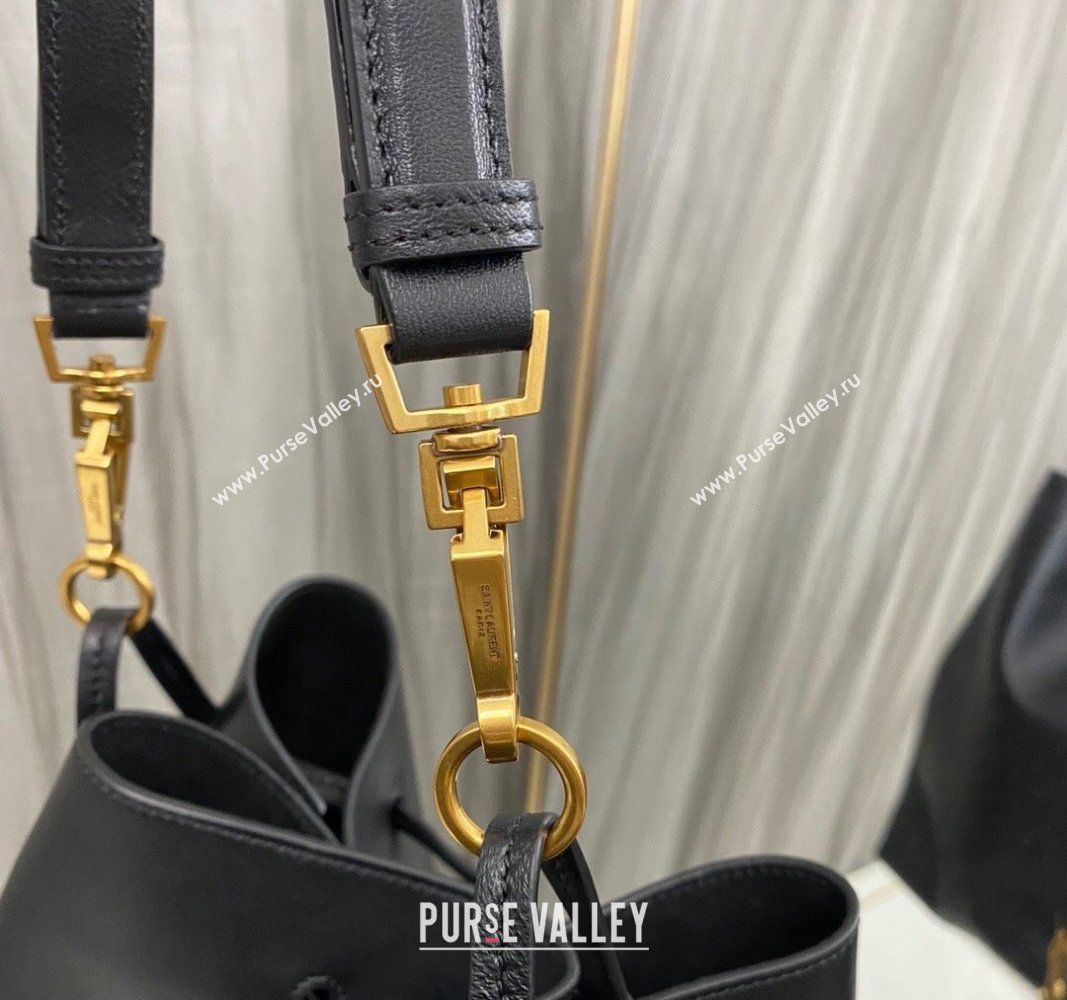 Saint Laurent Paris Vii Pochon Bucket Bag in Black Lambskin 2024 804302 (nana-240920033)