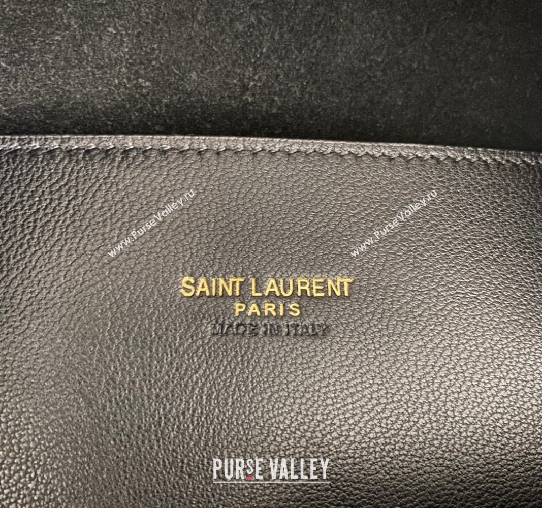 Saint Laurent Paris Vii Pochon Bucket Bag in Black Lambskin 2024 804302 (nana-240920033)