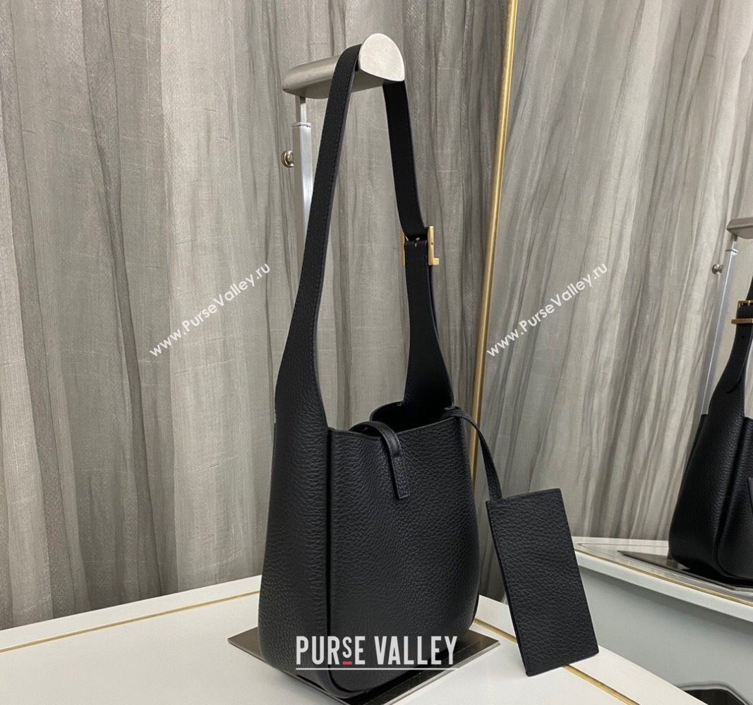 Saint Laurent LE 5 À 7 Supple baby Mini Hobo Bag in Grained Leather 809461 Black 2024 (nana-240920032)