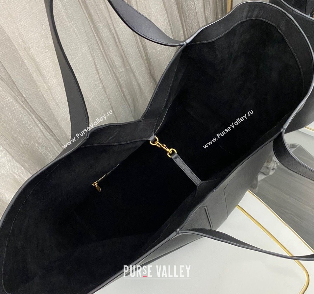 Saint Laurent WHY Tote Bag in Black Leather 2024 817602 (nana-240920034)