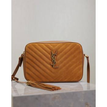 Saint Laurent Lou Camera Shoulder Bag in Suede 520534 Brown Yellow 2024 (MHUI-240920038)