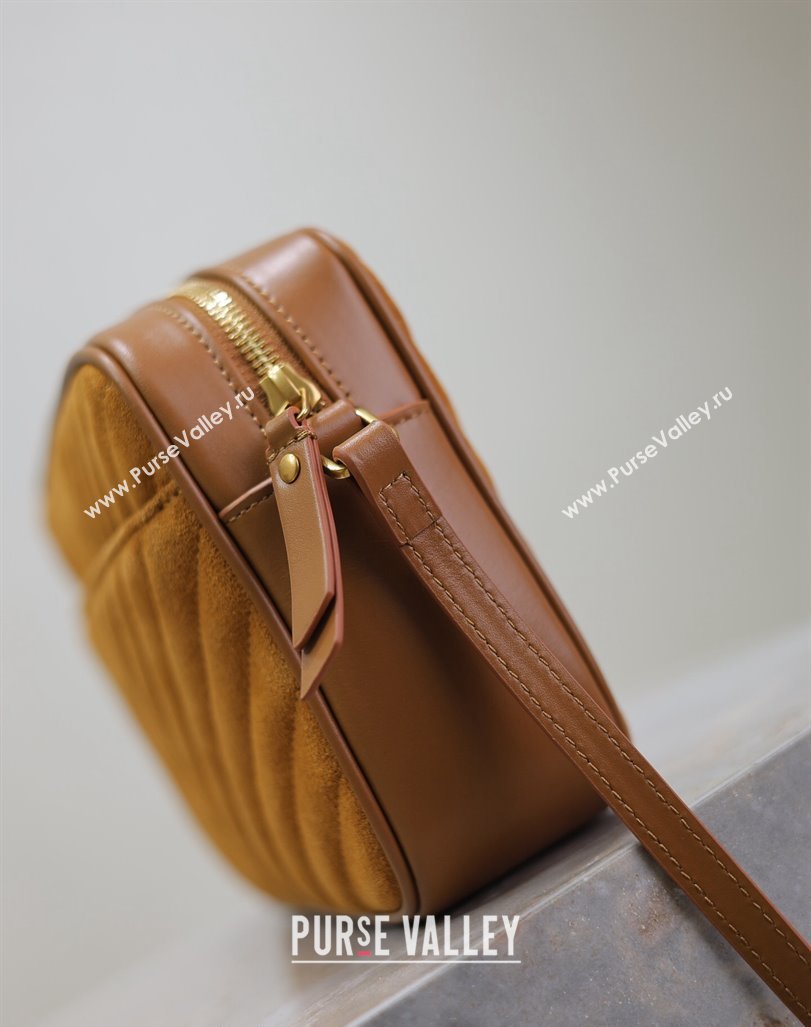 Saint Laurent Lou Camera Shoulder Bag in Suede 520534 Brown Yellow 2024 (MHUI-240920038)