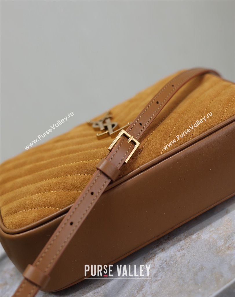 Saint Laurent Lou Camera Shoulder Bag in Suede 520534 Brown Yellow 2024 (MHUI-240920038)