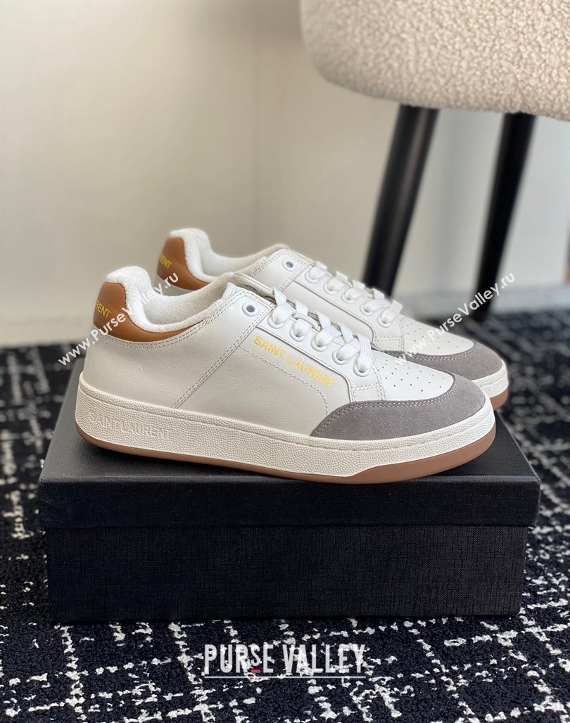 Saint Laurent SL/61 Sneakers in Smooth Leather and Suede White/Grey 2024 (SS-241010075)