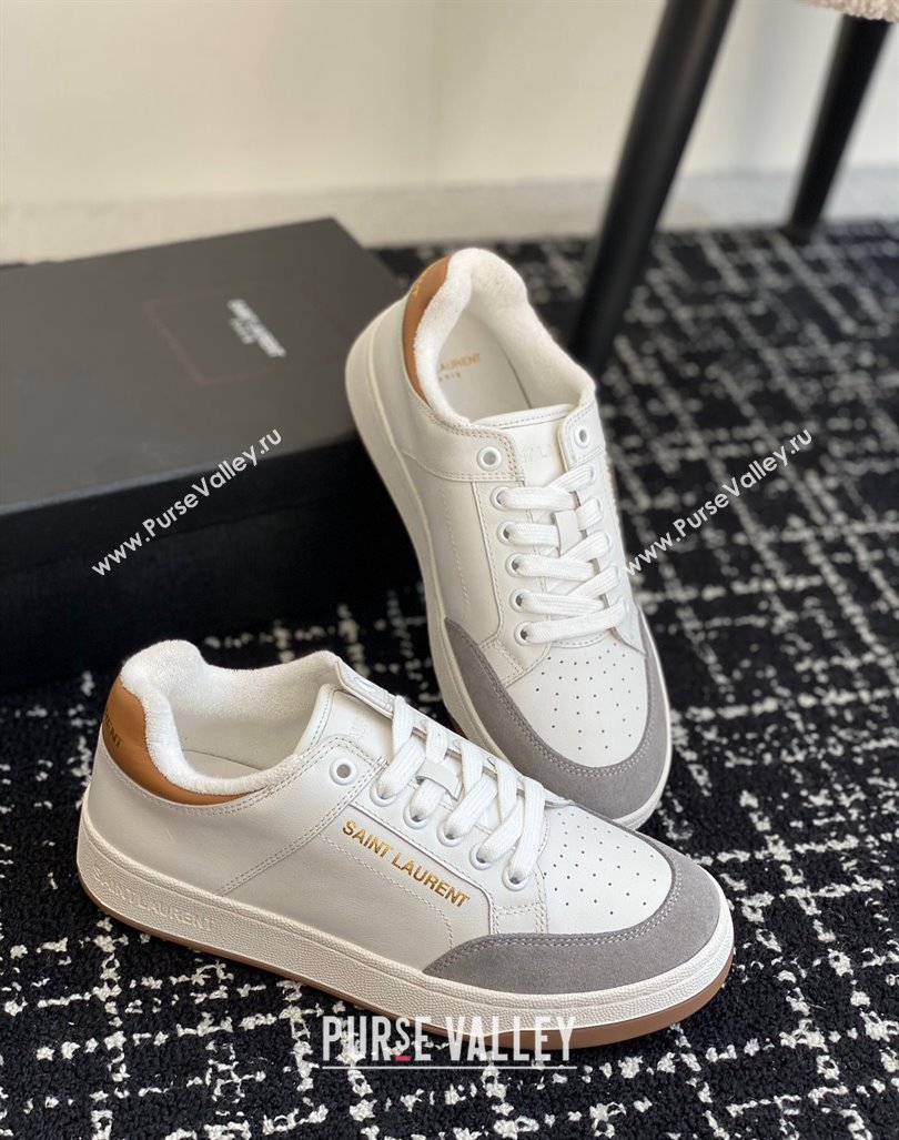 Saint Laurent SL/61 Sneakers in Smooth Leather and Suede White/Grey 2024 (SS-241010075)