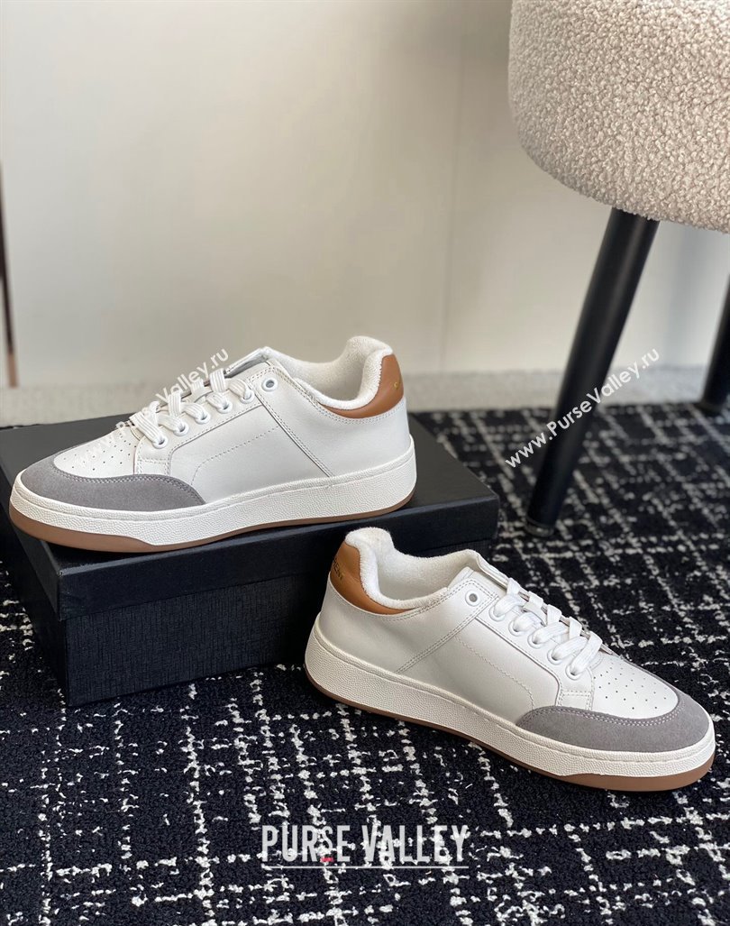 Saint Laurent SL/61 Sneakers in Smooth Leather and Suede White/Grey 2024 (SS-241010075)