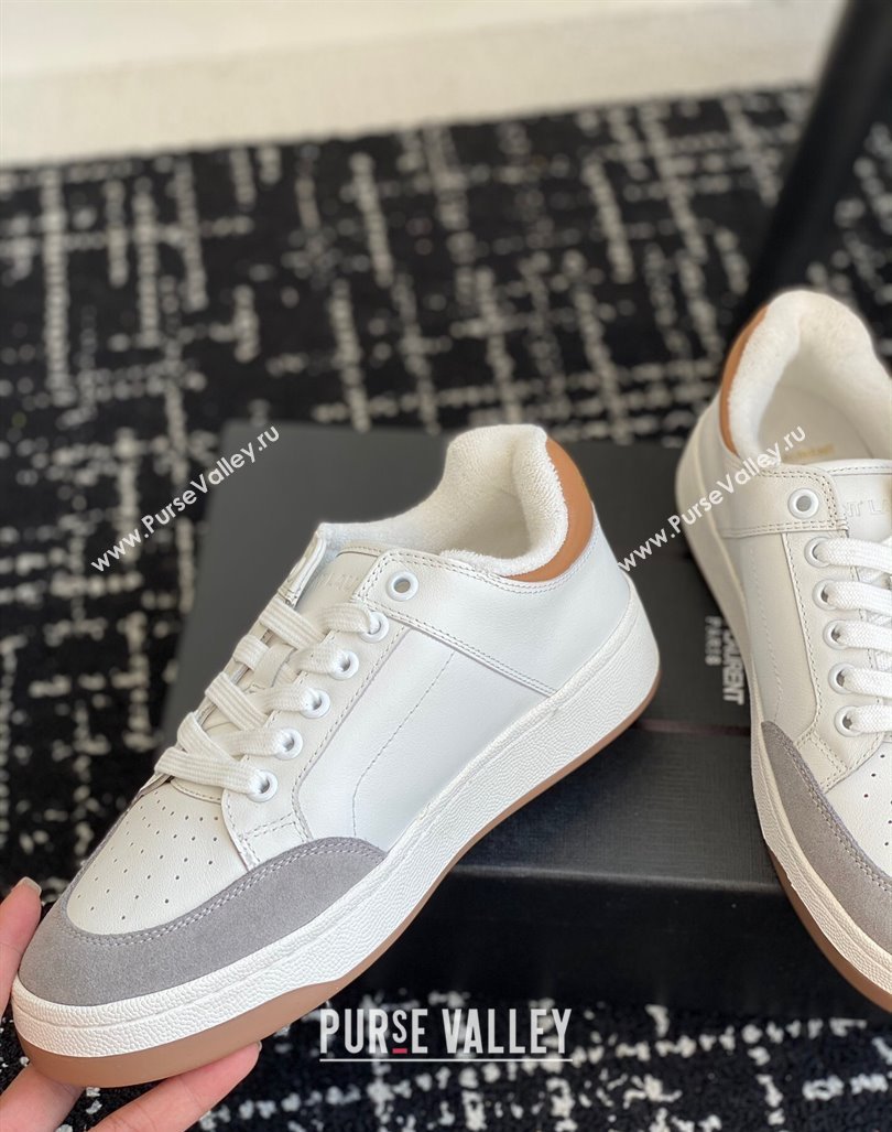 Saint Laurent SL/61 Sneakers in Smooth Leather and Suede White/Grey 2024 (SS-241010075)