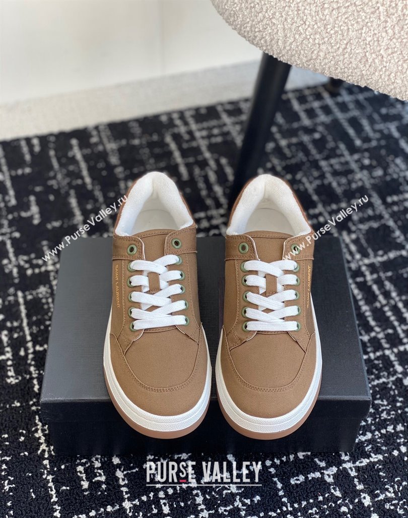 Saint Laurent SL/61 Sneakers in Khaki Gabardine Canvas 2024 (SS-241010076)