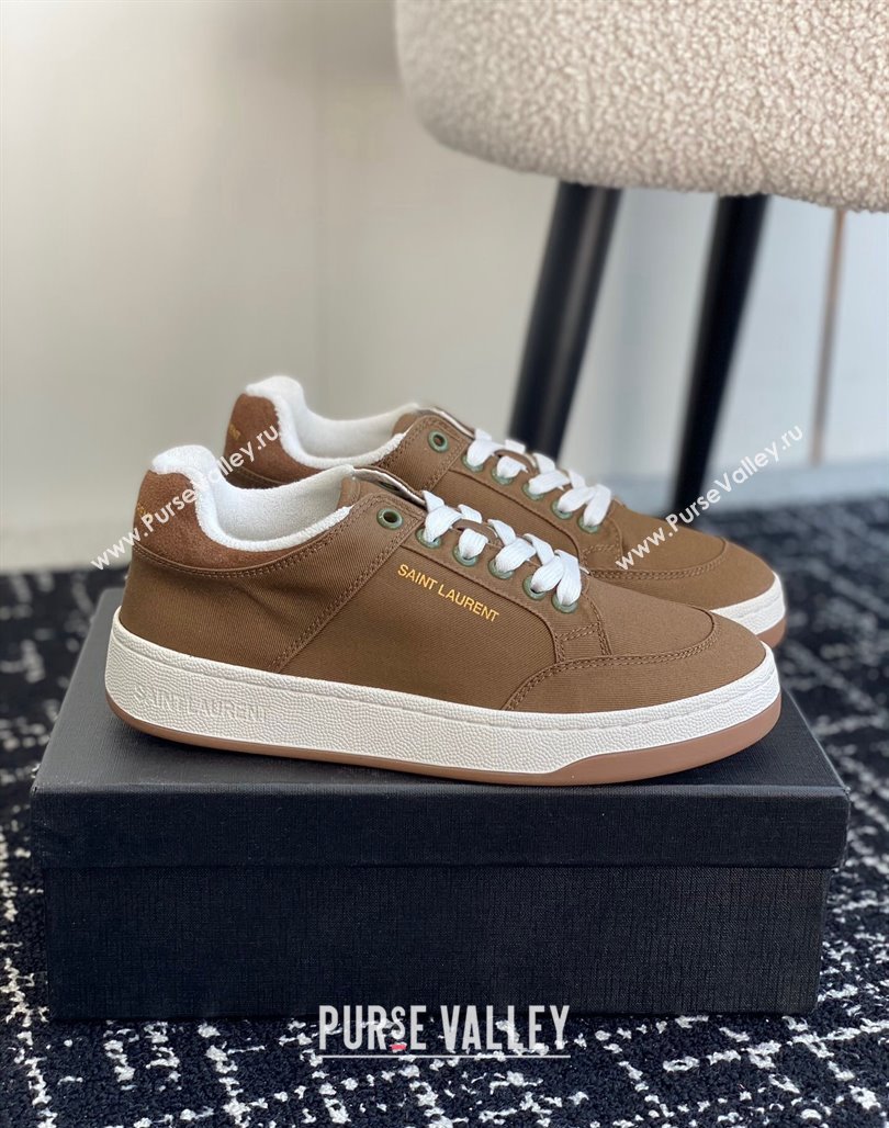 Saint Laurent SL/61 Sneakers in Khaki Gabardine Canvas 2024 (SS-241010076)