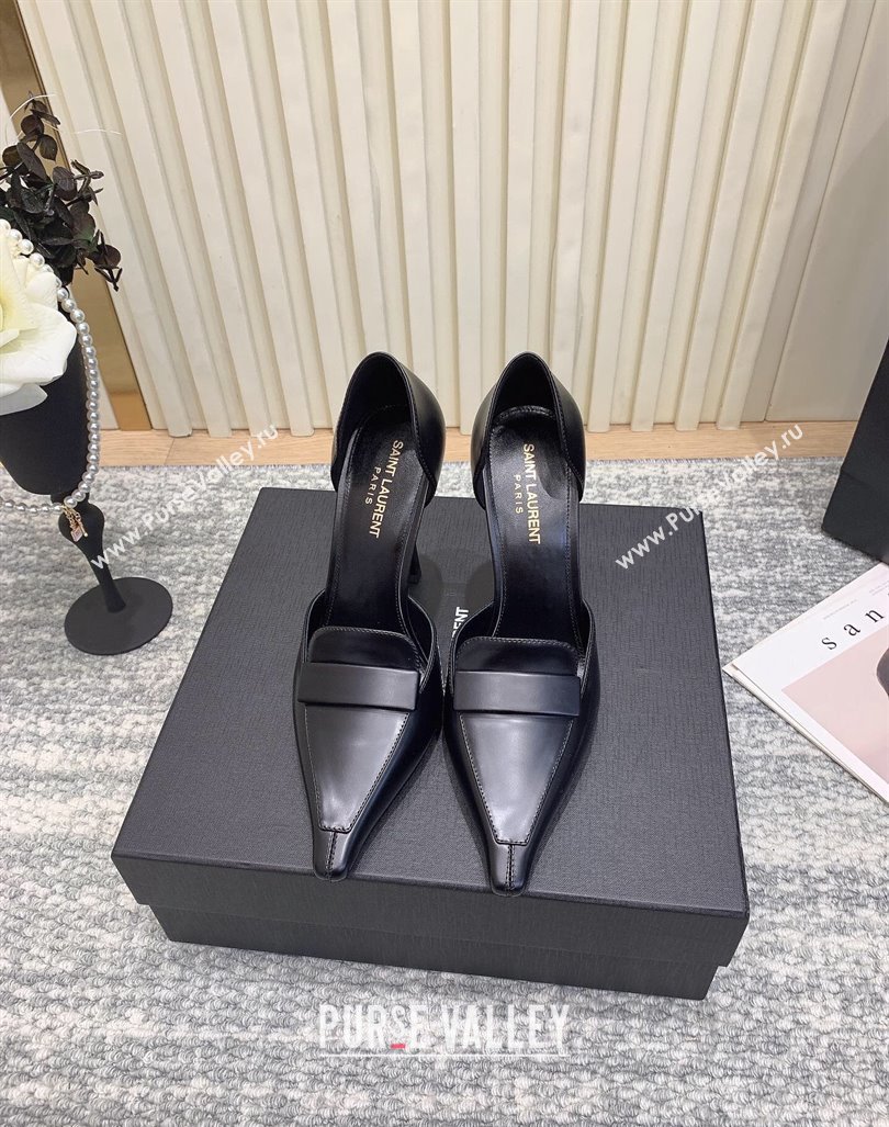 Saint Laurent DORSAY Open Pumps 11cm in Smooth Leather Black 2024 (KL-241010078)