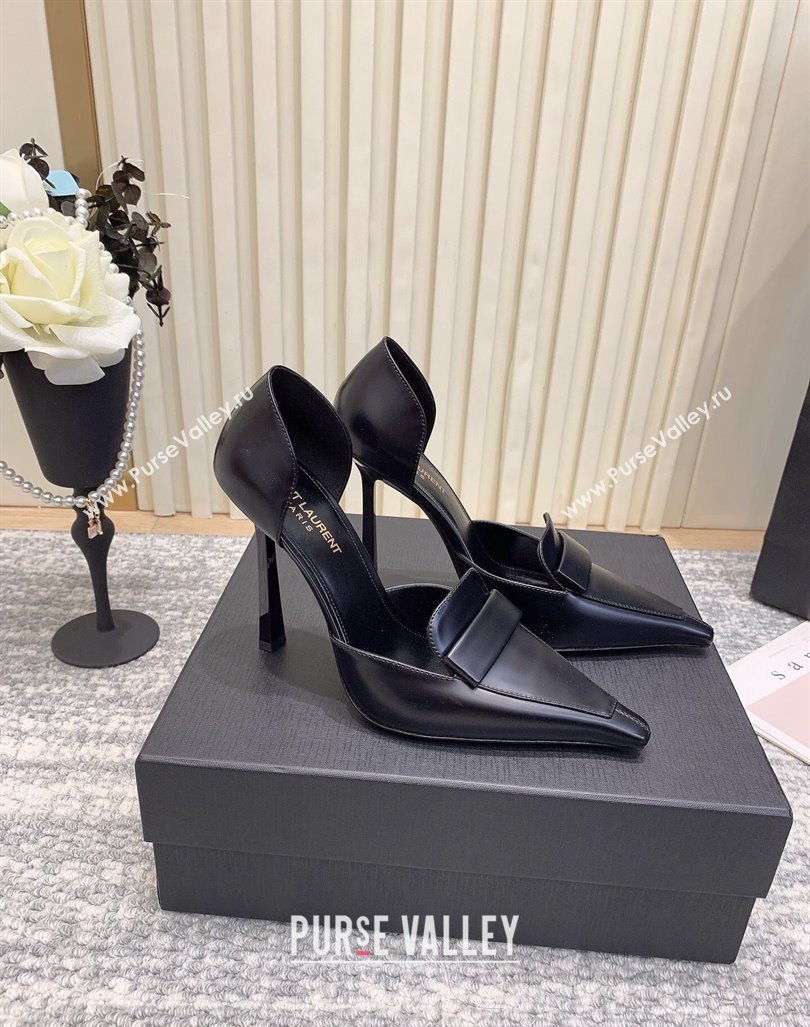 Saint Laurent DORSAY Open Pumps 11cm in Smooth Leather Black 2024 (KL-241010078)