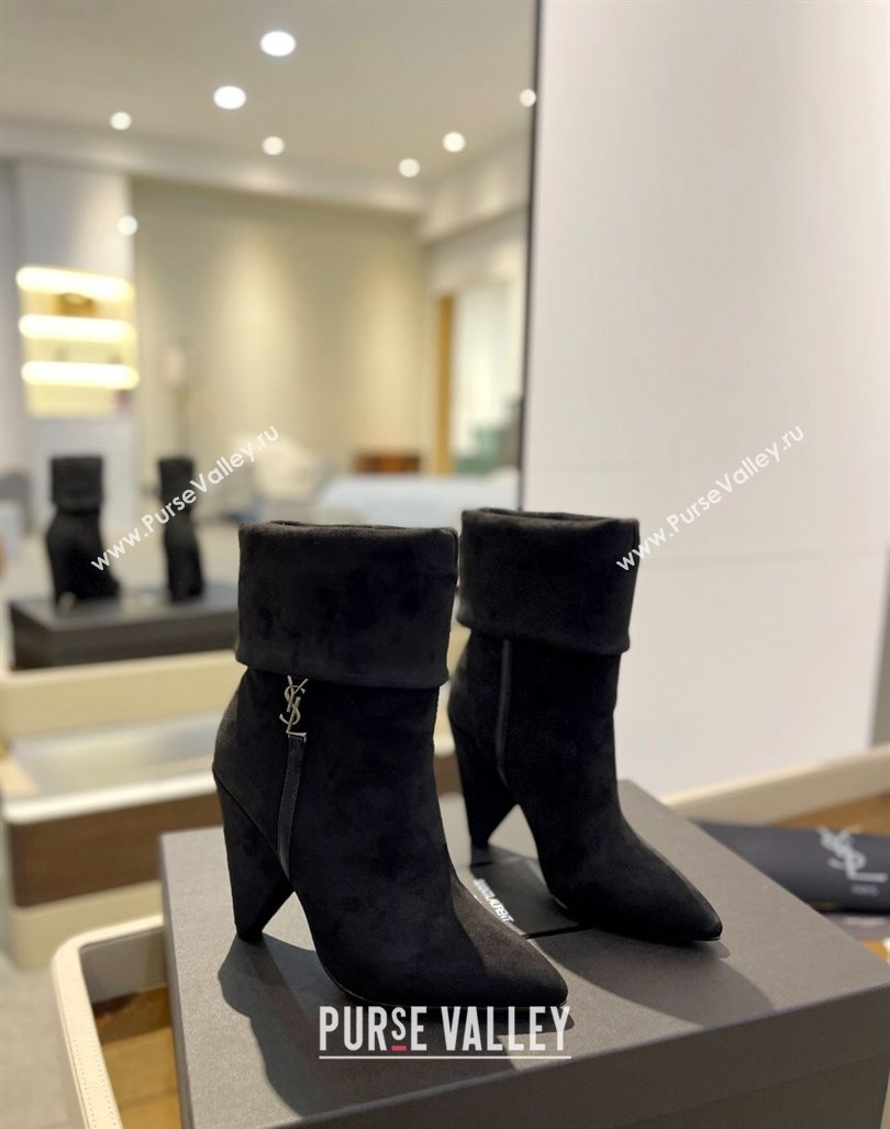 Saint Laurent Nike Ankle Boots in Suede and Monogram 8.5cm Black 2024 ysl09111 (KL-241010047)