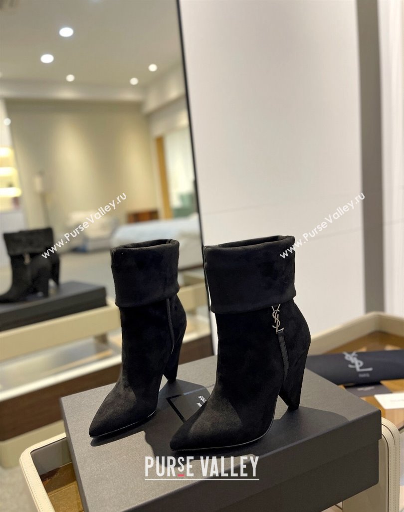 Saint Laurent Nike Ankle Boots in Suede and Monogram 8.5cm Black 2024 ysl09111 (KL-241010047)