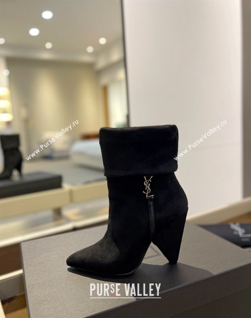 Saint Laurent Nike Ankle Boots in Suede and Monogram 8.5cm Black 2024 ysl09111 (KL-241010047)