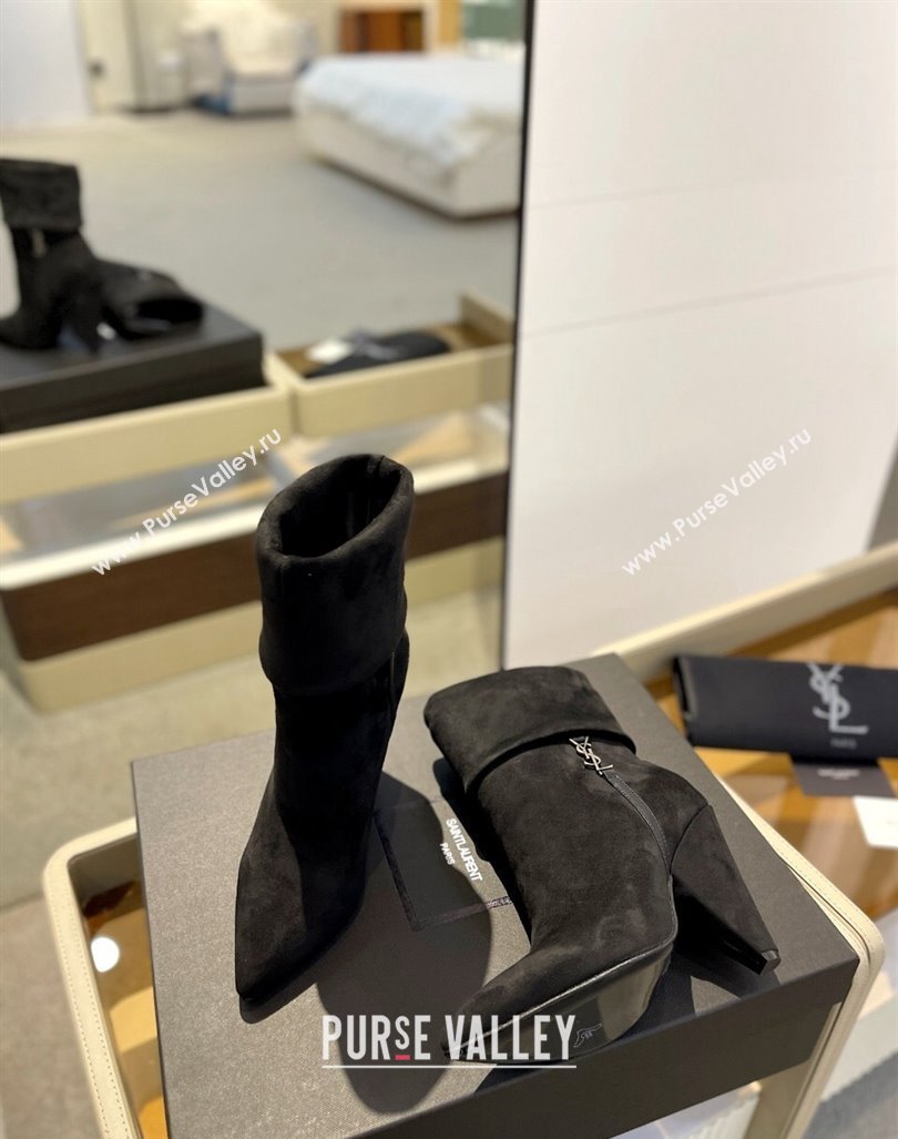 Saint Laurent Nike Ankle Boots in Suede and Monogram 8.5cm Black 2024 ysl09111 (KL-241010047)