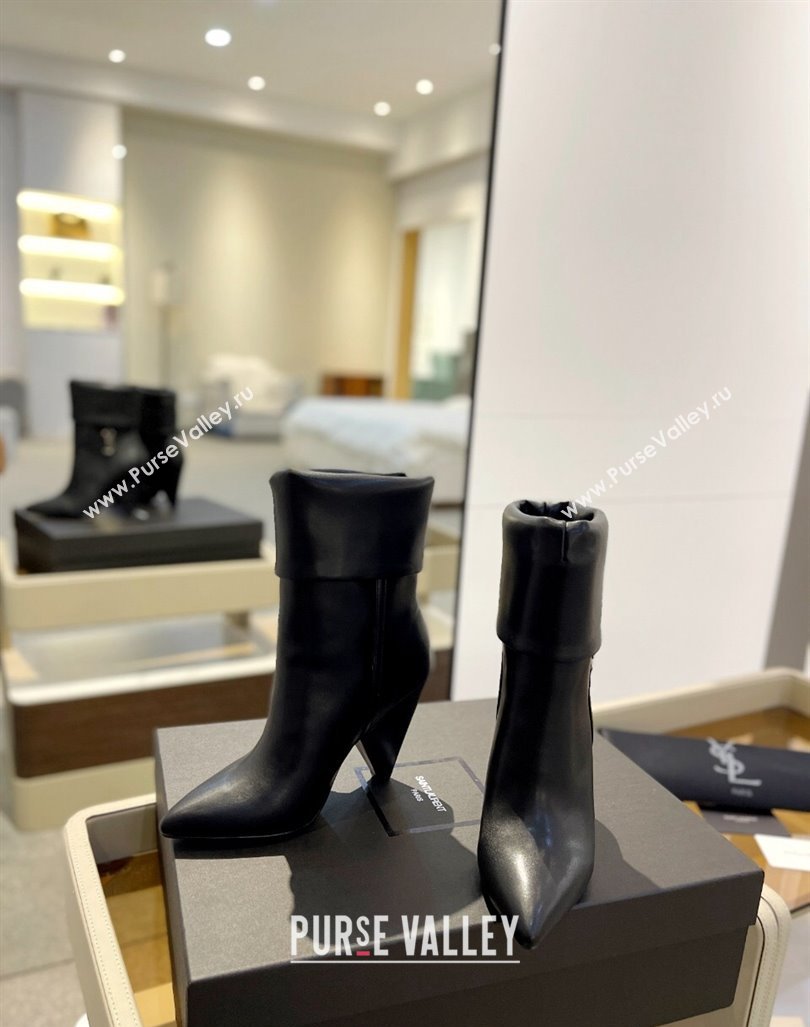 Saint Laurent Nike Ankle Boots in Leather and Monogram 8.5cm Black 2024 ysl09111 (KL-241010043)