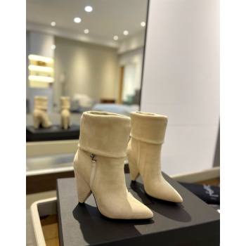 Saint Laurent Nike Ankle Boots in Suede and Monogram 8.5cm Beige 2024 ysl09111 (KL-241010044)