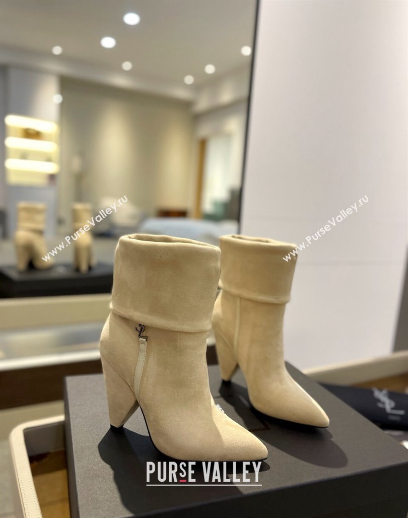 Saint Laurent Nike Ankle Boots in Suede and Monogram 8.5cm Beige 2024 ysl09111 (KL-241010044)