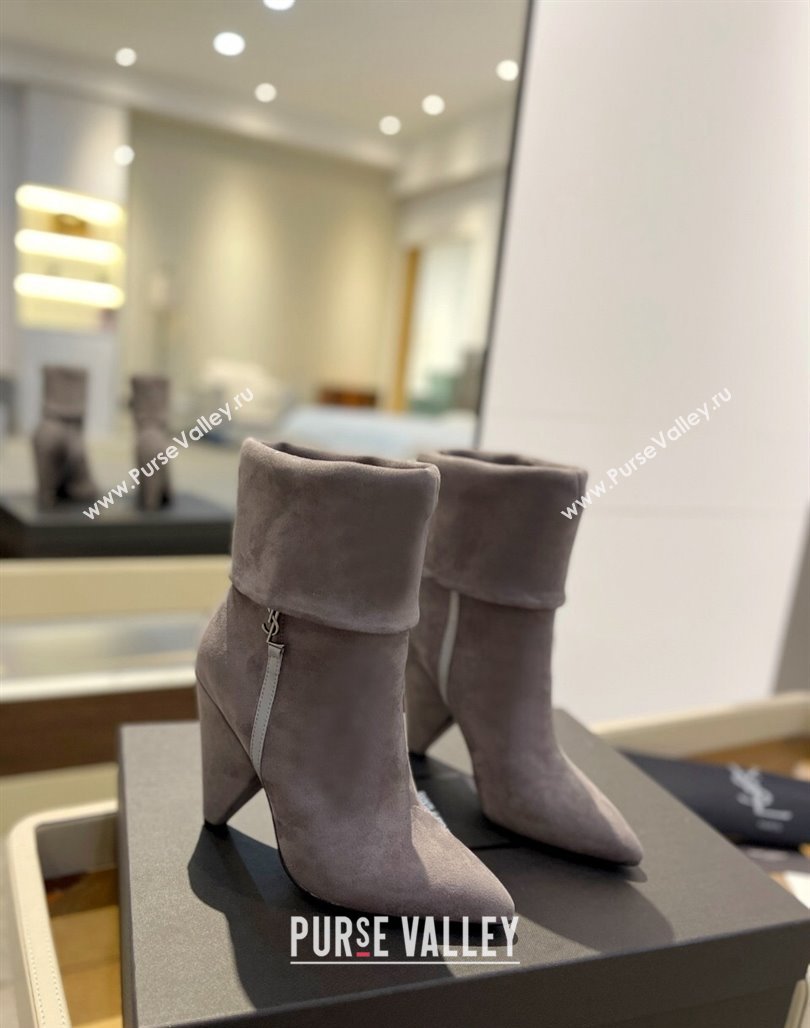 Saint Laurent Nike Ankle Boots in Suede and Monogram 8.5cm Grey 2024 ysl09111 (KL-241010045)