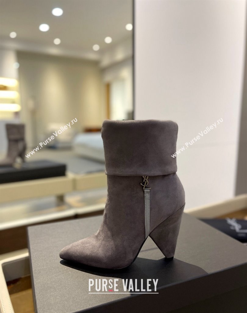 Saint Laurent Nike Ankle Boots in Suede and Monogram 8.5cm Grey 2024 ysl09111 (KL-241010045)