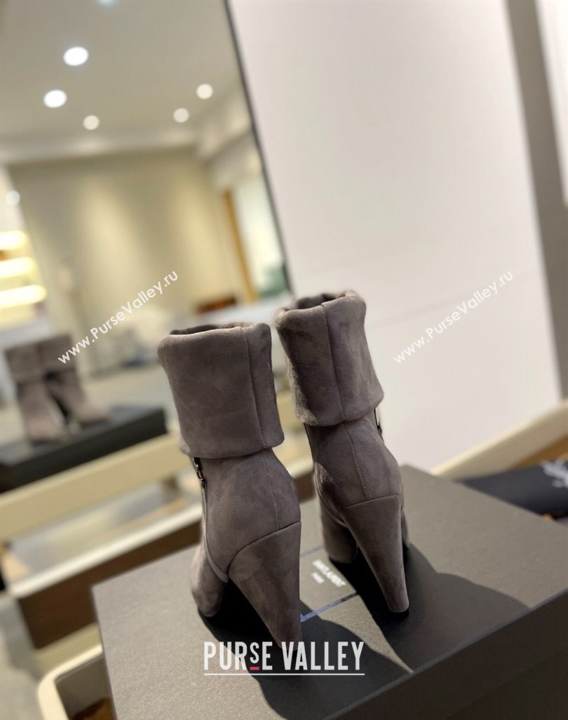 Saint Laurent Nike Ankle Boots in Suede and Monogram 8.5cm Grey 2024 ysl09111 (KL-241010045)