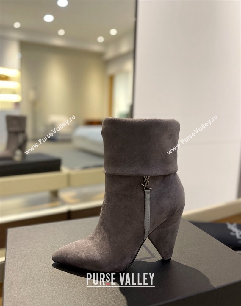 Saint Laurent Nike Ankle Boots in Suede and Monogram 8.5cm Grey 2024 ysl09111 (KL-241010045)