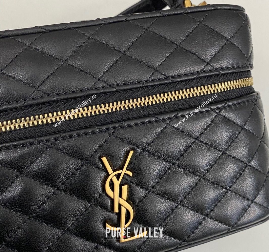 Saint Laurent Gaby Vanity Bag in Black Quilted Lambskin 2024 766731 (nana-241031025)