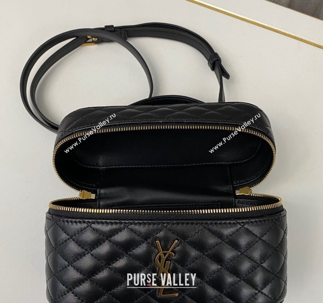 Saint Laurent Gaby Vanity Bag in Black Quilted Lambskin 2024 766731 (nana-241031025)