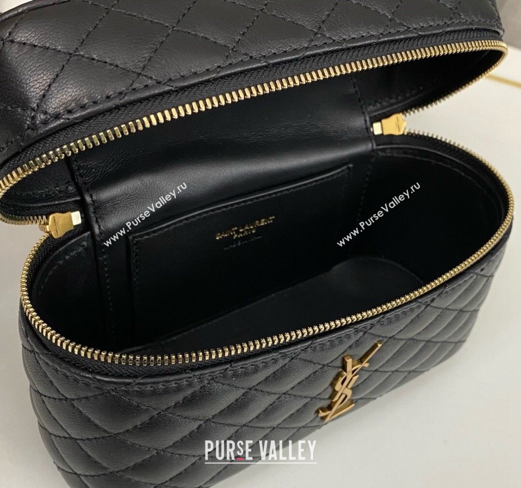 Saint Laurent Gaby Vanity Bag in Black Quilted Lambskin 2024 766731 (nana-241031025)