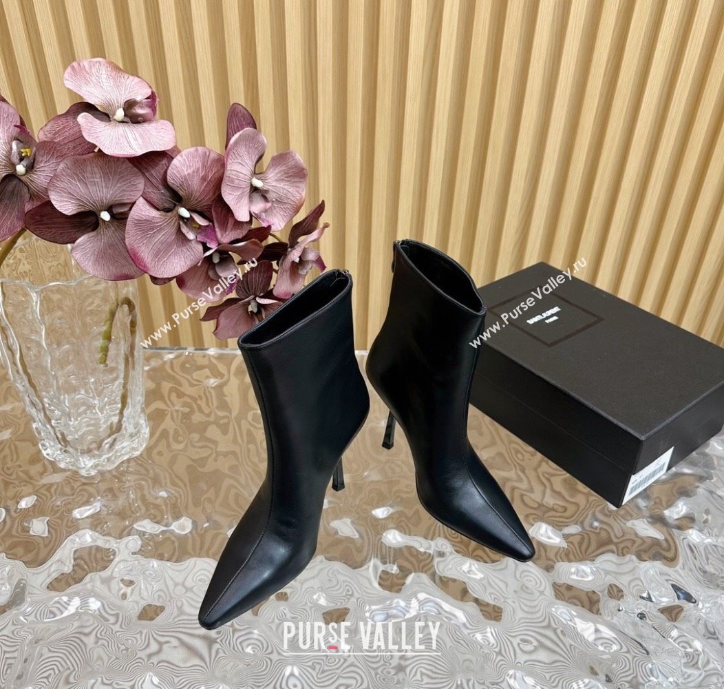 Saint Laurent Calfskin Pointed Ankle Boots 10cm Black 2024 YSL111602 (SS-241116014)