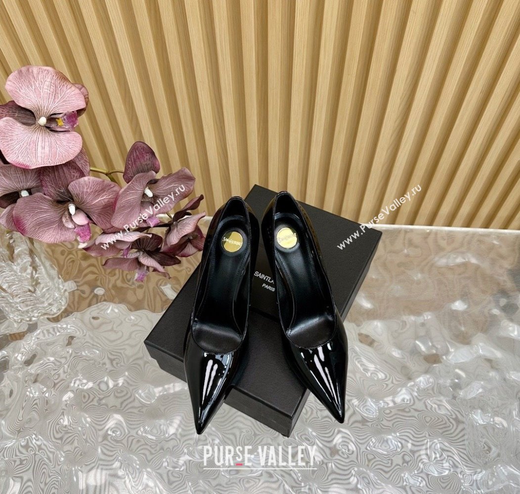 Saint Laurent Norma High Heel Pumps 10.5cm in Patent Leather Black 2024 (SS-241116016)