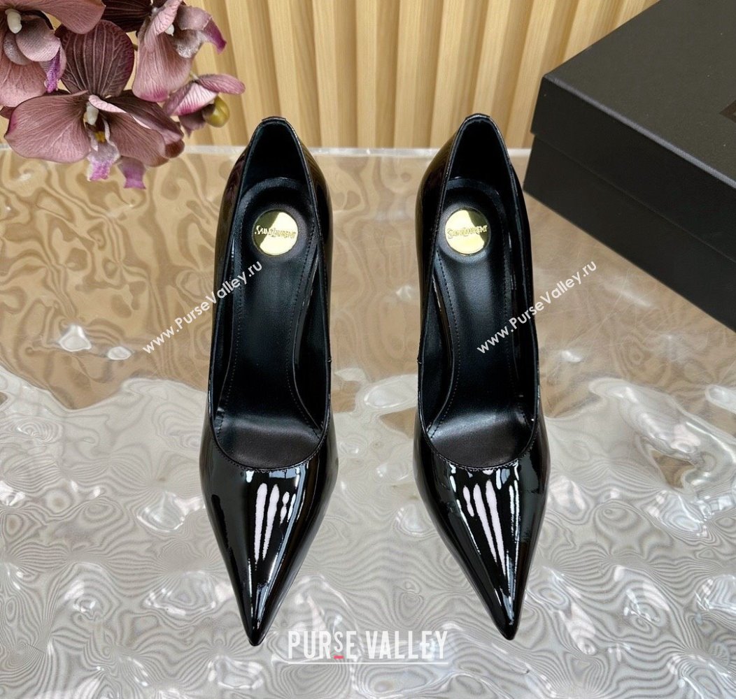 Saint Laurent Norma High Heel Pumps 10.5cm in Patent Leather Black 2024 (SS-241116016)