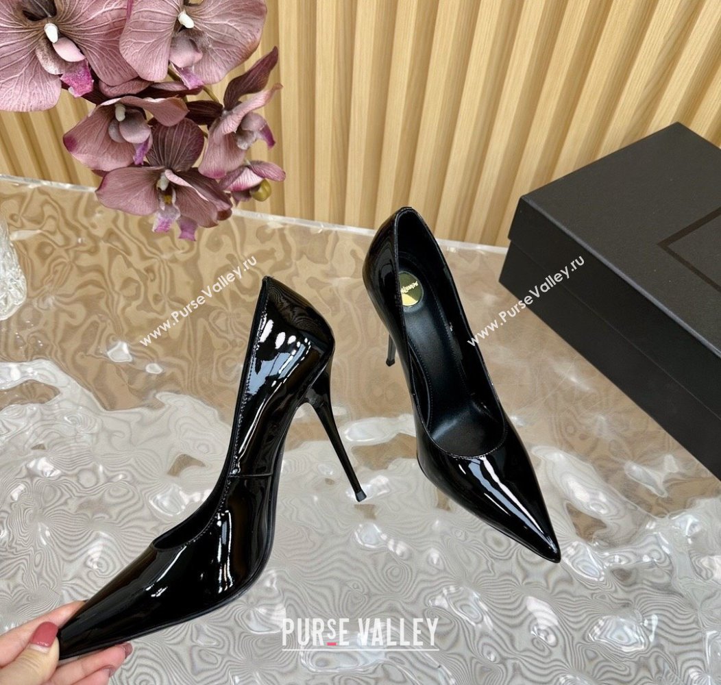 Saint Laurent Norma High Heel Pumps 10.5cm in Patent Leather Black 2024 (SS-241116016)