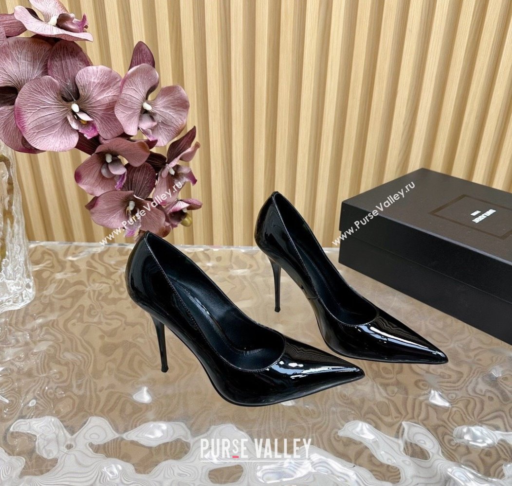 Saint Laurent Norma High Heel Pumps 10.5cm in Patent Leather Black 2024 (SS-241116016)