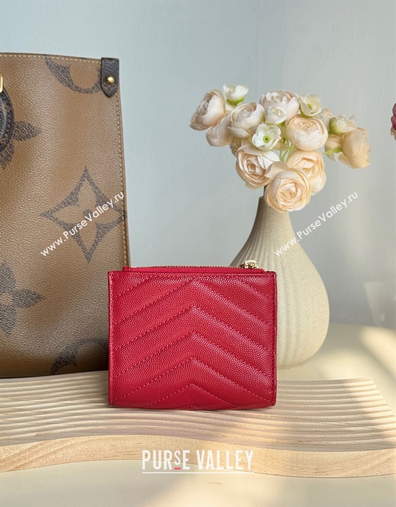 Saint Laurent Fold Wallet in Grained Leather 517045 Red 2024 (YY-241218089)