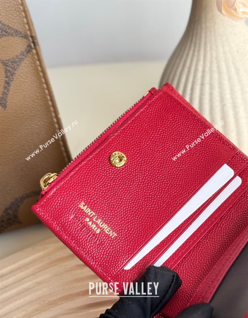 Saint Laurent Fold Wallet in Grained Leather 517045 Red 2024 (YY-241218089)