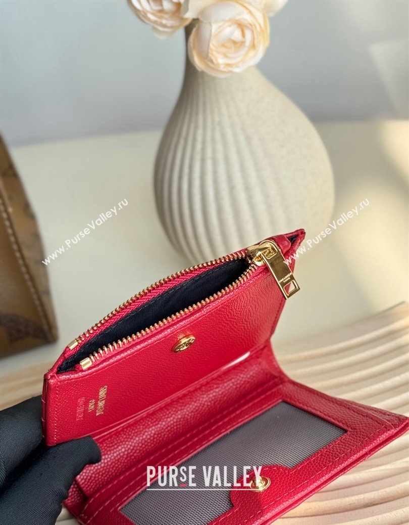 Saint Laurent Fold Wallet in Grained Leather 517045 Red 2024 (YY-241218089)